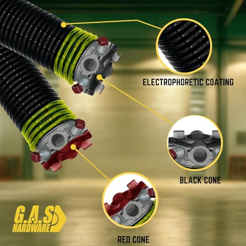 Garage Door Torsion Springs 207x1.75x24 includes 1” Nylon Bushing, Gloves, and Winding Bars for Left and Right Side of Garage Door Precision E-Coating 5-Year Warranty Min. 30,000 Cycles (Pair)