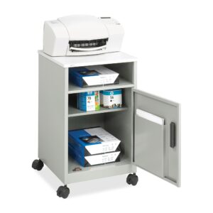 safco products 1871gr compact machine stand with single door storage, gray