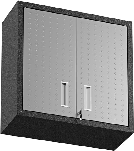 Manhattan Comfort Fortress Floating Storage, Modern Stainless-Steel Garage Cabinet, Small, Grey