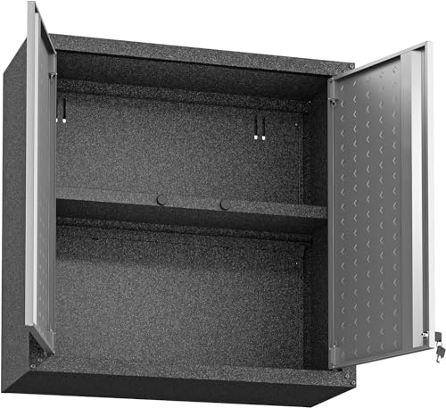 Manhattan Comfort Fortress Floating Storage, Modern Stainless-Steel Garage Cabinet, Small, Grey