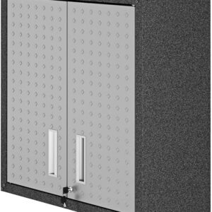 Manhattan Comfort Fortress Floating Storage, Modern Stainless-Steel Garage Cabinet, Small, Grey