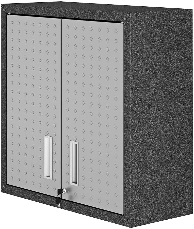 Manhattan Comfort Fortress Floating Storage, Modern Stainless-Steel Garage Cabinet, Small, Grey