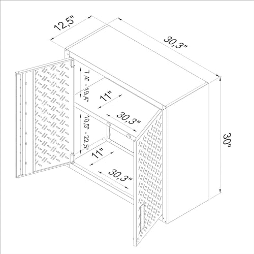 Manhattan Comfort Fortress Floating Storage, Modern Stainless-Steel Garage Cabinet, Small, Grey