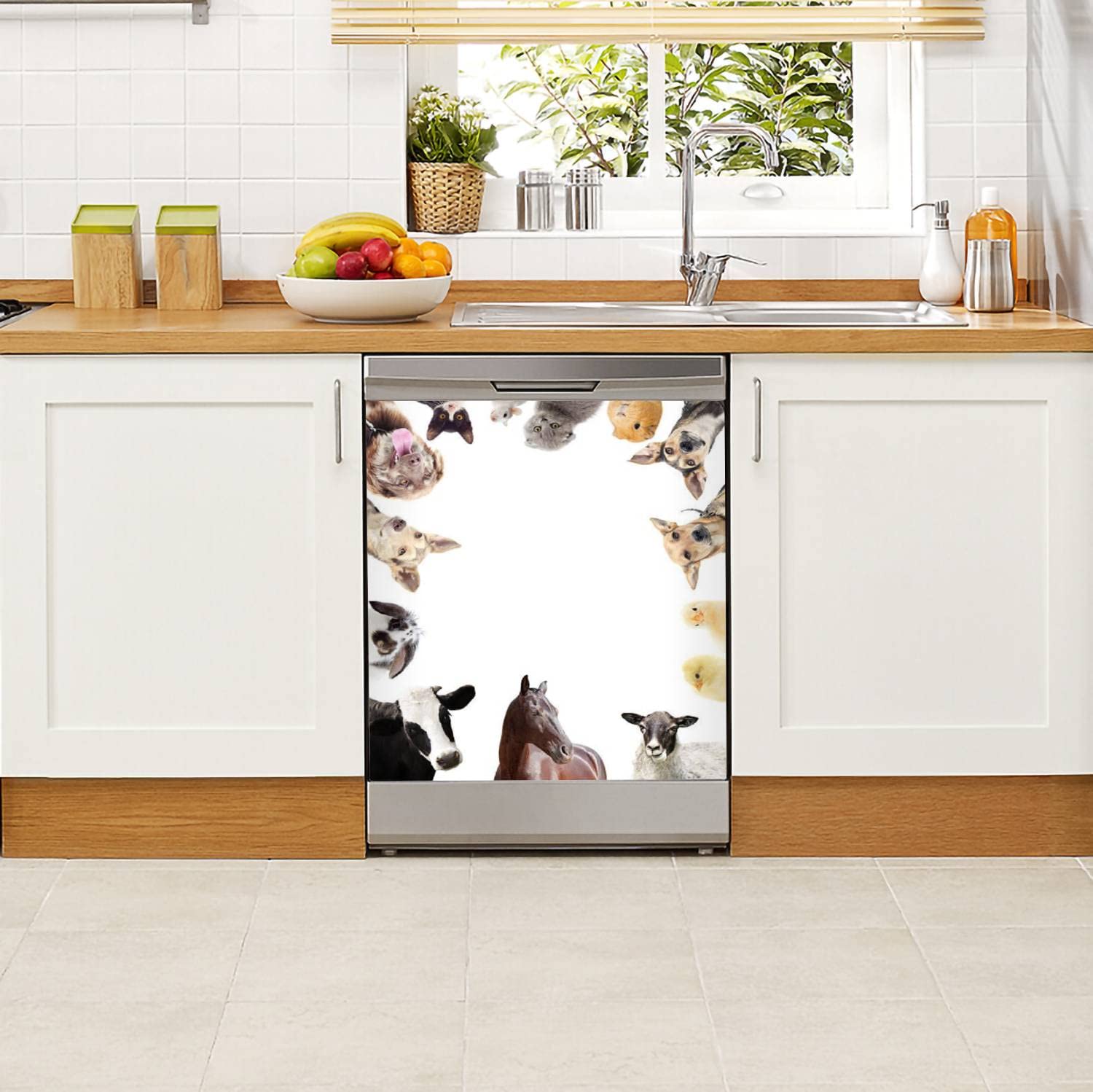 Dishwasher Magnet Cover Set of Farm Animals Magnetic Refrigerator Stickers Decorative Appliance Cover Fridge Panels Metal Door Garage 23x26in