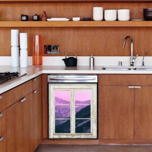 Dishwasher Magnet Cover Beautiful Mystic Mountains Landscape Alpine Morning Violet Pink Light Magnetic Refrigerator Stickers Decorative Appliance Cover Fridge Panels Metal Door Garage 23x26in