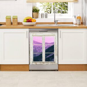 Dishwasher Magnet Cover Beautiful Mystic Mountains Landscape Alpine Morning Violet Pink Light Magnetic Refrigerator Stickers Decorative Appliance Cover Fridge Panels Metal Door Garage 23x26in