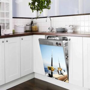 Dishwasher Magnet Cover Ocean Fishing Reel on Boat Magnetic Refrigerator Stickers Decorative Appliance Cover Fridge Panels Metal Door Garage 23"Wx26"H