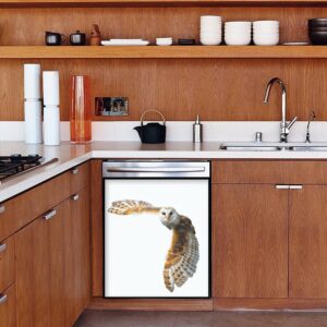 Rustic Farmhouse Dishwasher Magnet Cover Barn Owl in Flight Magnetic Refrigerator Stickers Decorative Appliance Cover Fridge Panels Metal Door Garage 23x26in