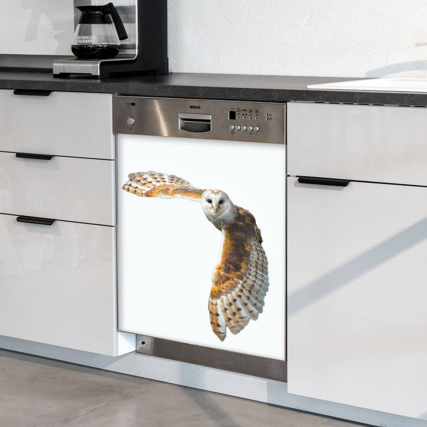 Rustic Farmhouse Dishwasher Magnet Cover Barn Owl in Flight Magnetic Refrigerator Stickers Decorative Appliance Cover Fridge Panels Metal Door Garage 23x26in