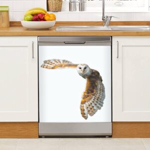 Rustic Farmhouse Dishwasher Magnet Cover Barn Owl in Flight Magnetic Refrigerator Stickers Decorative Appliance Cover Fridge Panels Metal Door Garage 23x26in