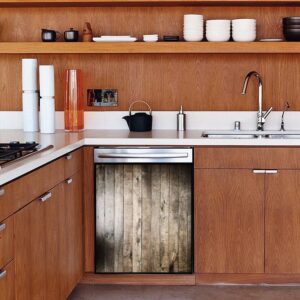 rustic farmhouse dishwasher magnet cover of wooden texture nature wall magnetic refrigerator stickers decorative appliance cover fridge panels metal door garage 23x26in