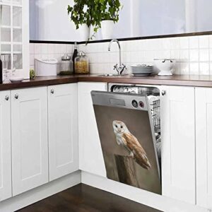 Rustic Farmhouse Dishwasher Magnet Cover Barn Owl Portrait Magnetic Refrigerator Stickers Decorative Appliance Cover Fridge Panels Metal Door Garage 23x26in