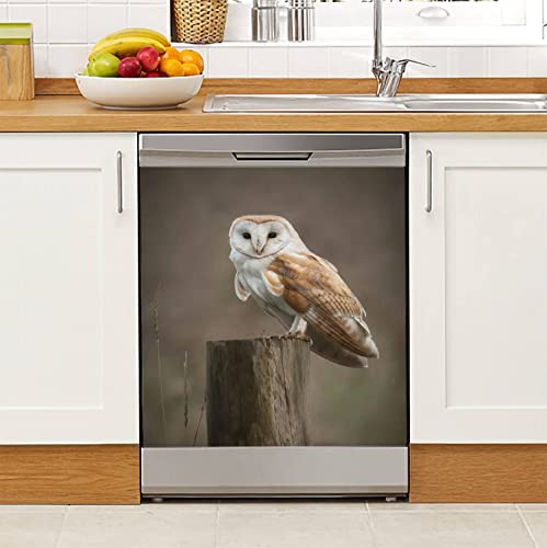 Rustic Farmhouse Dishwasher Magnet Cover Barn Owl Portrait Magnetic Refrigerator Stickers Decorative Appliance Cover Fridge Panels Metal Door Garage 23x26in