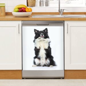 Dishwasher Magnet Cover Border Collie Dog Shepherd Makes Male Begs Paws up Laughs Magnetic Refrigerator Stickers Decorative Appliance Cover Fridge Panels Metal Door Garage 23x26in