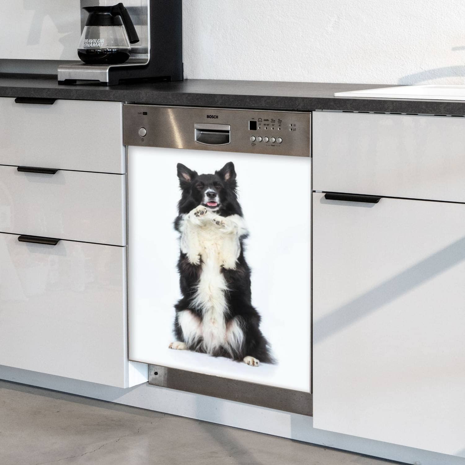 Dishwasher Magnet Cover Border Collie Dog Shepherd Makes Male Begs Paws up Laughs Magnetic Refrigerator Stickers Decorative Appliance Cover Fridge Panels Metal Door Garage 23x26in