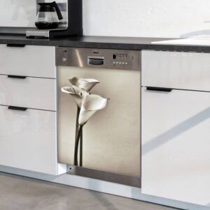 Botanical Dishwasher Magnet Cover Calla Lilies Magnetic Refrigerator Stickers Decorative Appliance Cover Fridge Panels Metal Door Garage 23x26in