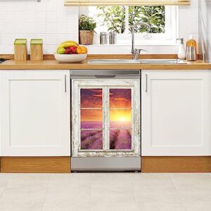 Dishwasher Magnet Cover Lavender Beautiful Meadow Magnetic Refrigerator Stickers Decorative Appliance Cover Fridge Panels Metal Door Garage 23x26in