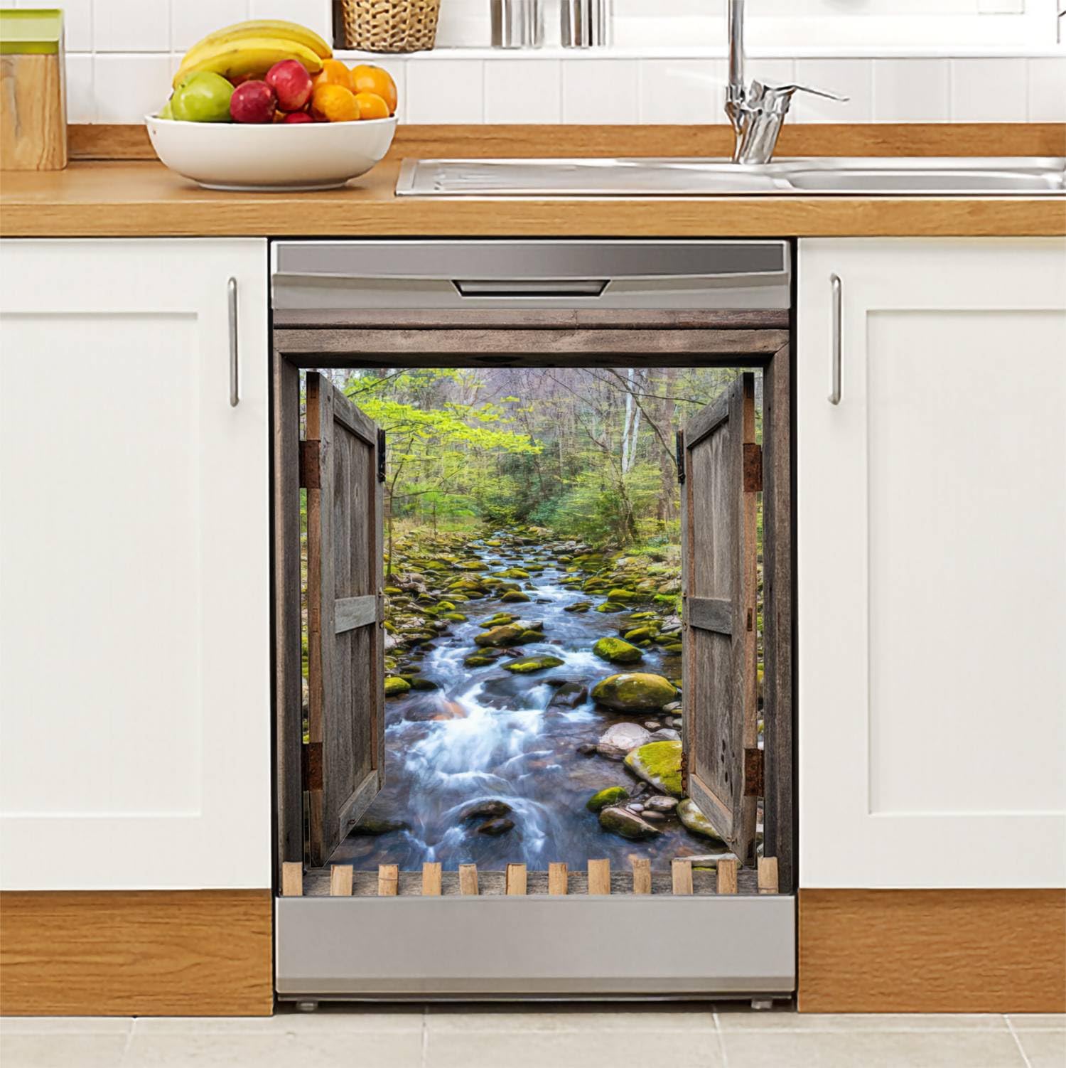 Dishwasher Magnet Cover Forest Creek Water Cascades Rocks Great Smoky Mountains National Park Magnetic Refrigerator Stickers Decorative Appliance Cover Fridge Panels Metal Door Garage 23x26in