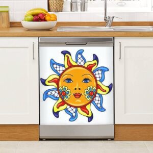 dishwasher magnet cover mexican sun with ornamental flowers traditional decorative object magnetic refrigerator stickers decorative appliance cover fridge panels metal door garage 23x26in