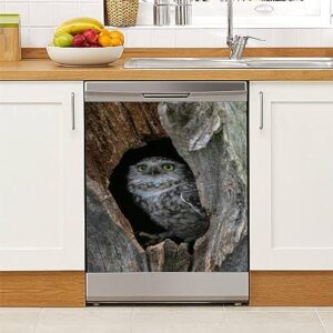 dishwasher magnet cover closeup a burrowing owl athene cunicularia a hollow tree noord brabant magnetic refrigerator stickers decorative appliance cover fridge panels metal door garage 23x26in