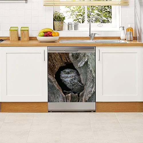 Dishwasher Magnet Cover Closeup a Burrowing owl Athene cunicularia a Hollow Tree Noord Brabant Magnetic Refrigerator Stickers Decorative Appliance Cover Fridge Panels Metal Door Garage 23x26in