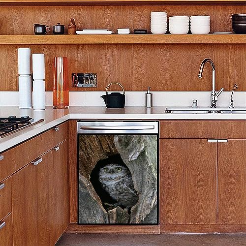 Dishwasher Magnet Cover Closeup a Burrowing owl Athene cunicularia a Hollow Tree Noord Brabant Magnetic Refrigerator Stickers Decorative Appliance Cover Fridge Panels Metal Door Garage 23x26in