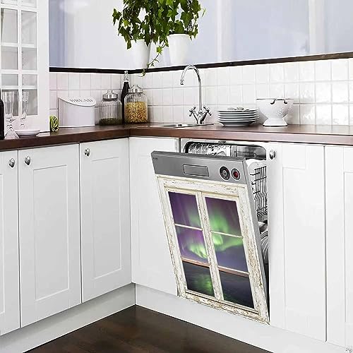 Dishwasher Magnet Cover Active Green Purple Borealis Reflection Shiny Winter ice Road Canada Magnetic Refrigerator Stickers Decorative Appliance Cover Fridge Panels Metal Door Garage 23x26in