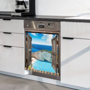 Dishwasher Magnet Cover Shipwreck Beach Navagio Zakynthos Greece Magnetic Refrigerator Stickers Decorative Appliance Cover Fridge Panels Metal Door Garage 23x26in