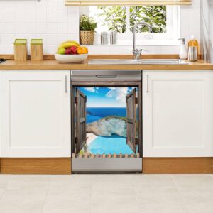 Dishwasher Magnet Cover Shipwreck Beach Navagio Zakynthos Greece Magnetic Refrigerator Stickers Decorative Appliance Cover Fridge Panels Metal Door Garage 23x26in