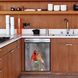 Dishwasher Magnet Cover Northern Cardinal Winter Magnetic Refrigerator Stickers Decorative Appliance Cover Fridge Panels Metal Door Garage 23x26in