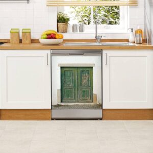 Dishwasher Magnet Cover Green Doors Beautiful Medieval Landscape Magnetic Refrigerator Stickers Decorative Appliance Cover Fridge Panels Metal Door Garage 23x26in