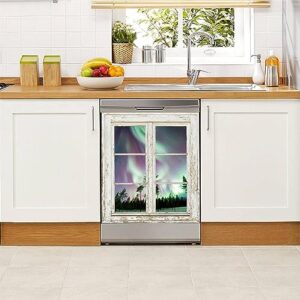 Dishwasher Magnet Cover Borealis Magnetic Refrigerator Stickers Decorative Appliance Cover Fridge Panels Metal Door Garage 23x26in