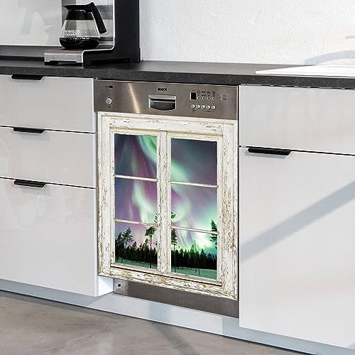 Dishwasher Magnet Cover Borealis Magnetic Refrigerator Stickers Decorative Appliance Cover Fridge Panels Metal Door Garage 23x26in