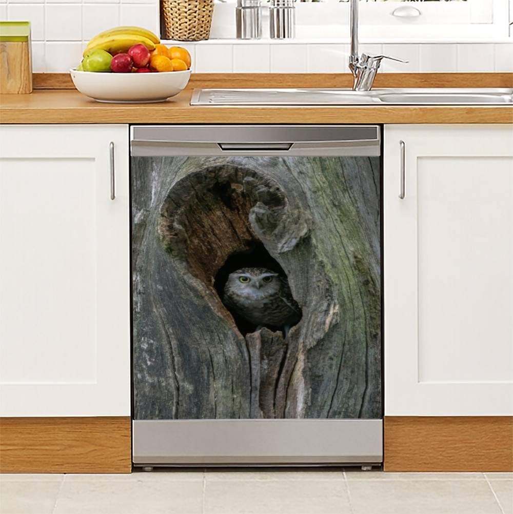 Dishwasher Magnet Cover Juvenile Burrowing owl Athene cunicularia a Hollow Tree Magnetic Refrigerator Stickers Decorative Appliance Cover Fridge Panels Metal Door Garage 23x26in