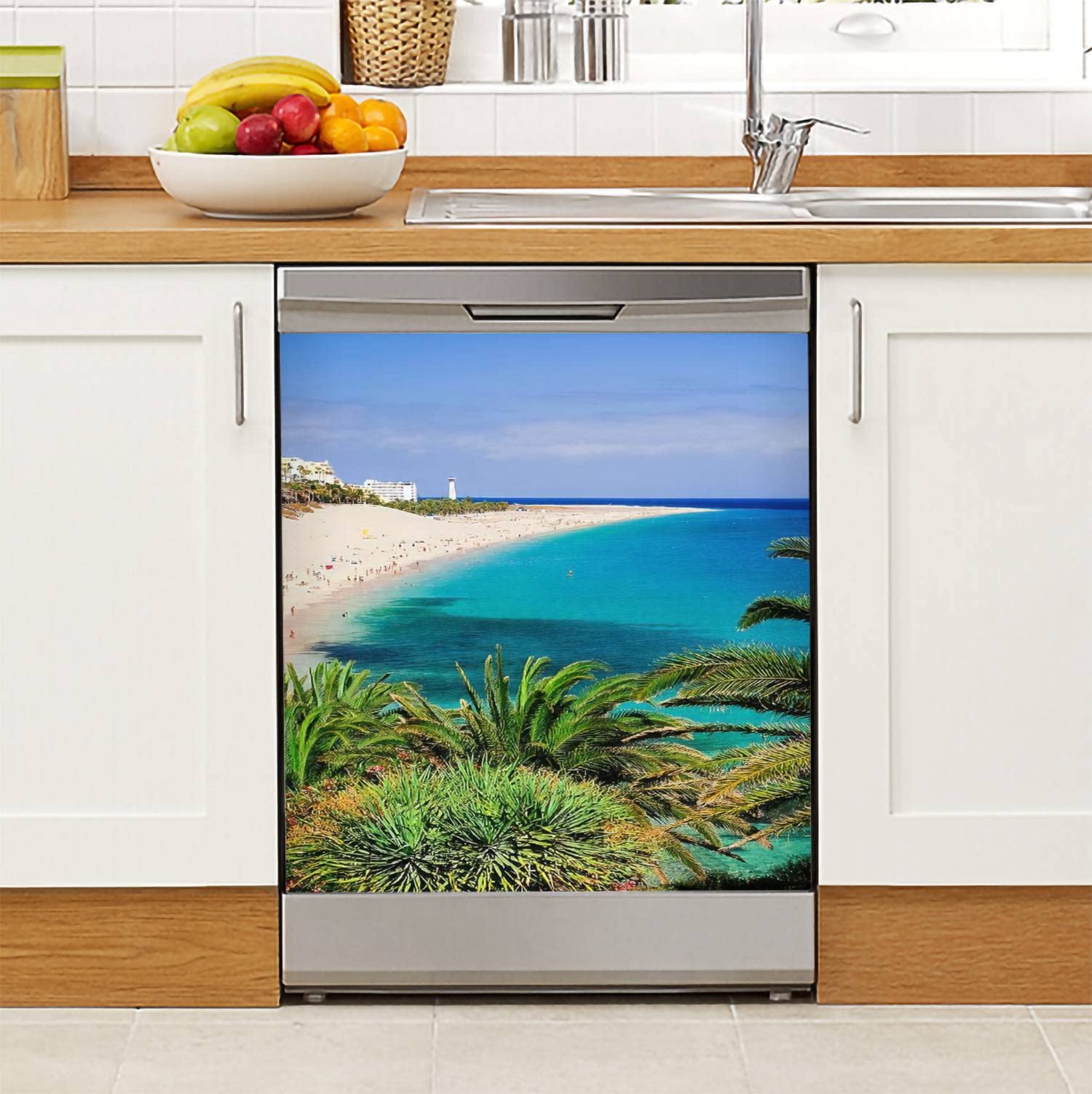 Dishwasher Magnet Cover Morro Jable Beach Fuerteventura Spain Magnetic Refrigerator Stickers Decorative Appliance Cover Fridge Panels Metal Door Garage 23"Wx26"H