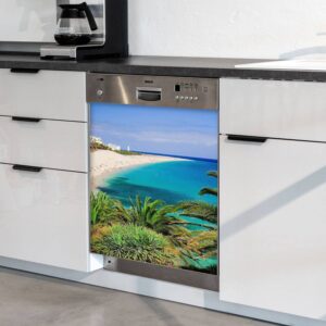 Dishwasher Magnet Cover Morro Jable Beach Fuerteventura Spain Magnetic Refrigerator Stickers Decorative Appliance Cover Fridge Panels Metal Door Garage 23"Wx26"H