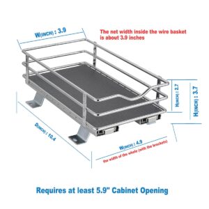 OCG Pull Out Spice Rack Organizer（4.9" W x 10.4" D） for Cabinet, Slide Out Seasoning Organizer Fits Spices, Sauces, Cans etc