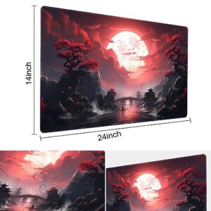 Board Game 14x24in TCG Playmat Compatible for OCG CCG RPG MTG Playmats,Mouse pad Desk Mats (Blood Moon Secrets)