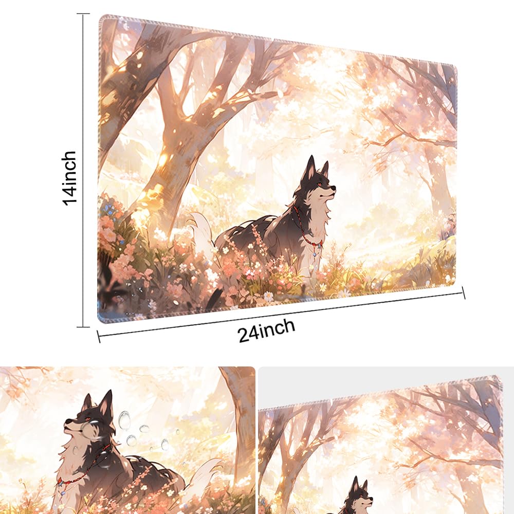 SIXTORE Premium Board Game 14x24in TCG Playmat Compatible for OCG CCG RPG MTG Playmats,Mousepad Desk Mats(Loyal Dogs)