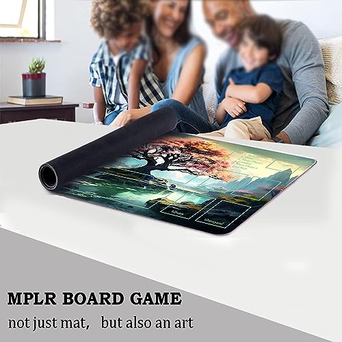 Board Game Pad MTG Playmat + Free Waterproof Bag, TCG Solitaire Table Game Pad Size 24 x 14 inche Mouse Mat Compatible with MTG TCG (Pink Tree - 2)