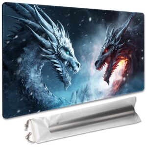 SIXTORE Premium Board Game 14x24in TCG Playmat Compatible for OCG CCG RPG MTG Playmats,Mousepad Desk Mats(Dragon Fight)