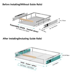 jkxoo Expandable Pull Out Cabinet Organizer, Adjustable Width:17.1~28''W x 22.5''D Under Sink Organizer, Drawer Storage Shelves for Kitchen, Bathroom, Closet, Pantry, Cupboard, Pots, Pans