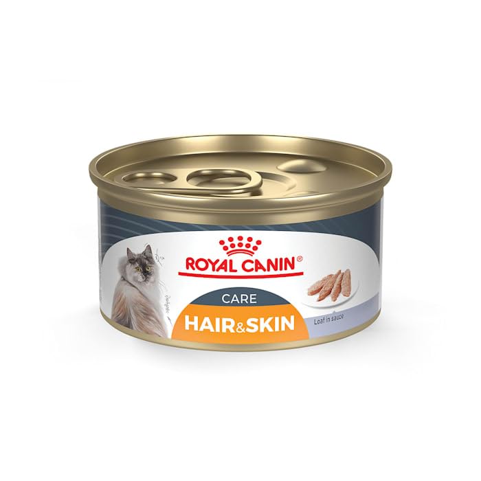 Royal Canin Feline Care Nutrition Hair & Skin Care Loaf in Sauce Canned Cat Food, 3 oz., Case of 24