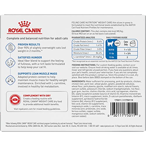 Royal Canin Feline Weight Care Thin Slices in Gravy Canned Adult Wet Cat Food, 3 oz can (6-pack)