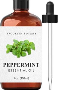 brooklyn botany peppermint essential oil - huge 4 fl oz - 100% pure and natural - premium grade with dropper - for aromatherapy and diffuser