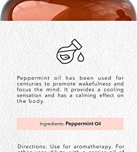 Brooklyn Botany Peppermint Essential Oil - Huge 4 Fl Oz - 100% Pure and Natural - Premium Grade with Dropper - for Aromatherapy and Diffuser