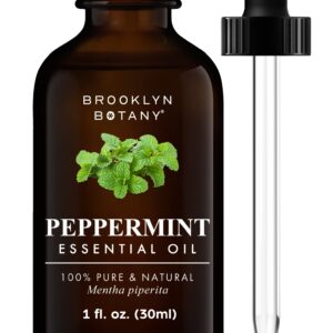 Brooklyn Botany Peppermint Essential Oil – 100% Pure and Natural – Premium Grade Oil with Dropper - for Aromatherapy and Diffuser - 1 Fl Oz