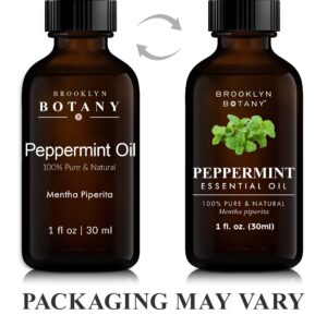 Brooklyn Botany Peppermint Essential Oil – 100% Pure and Natural – Premium Grade Oil with Dropper - for Aromatherapy and Diffuser - 1 Fl Oz