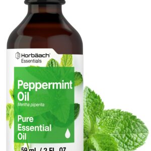 Horbäach Peppermint Oil | 2 fl oz | Pure Essential Spray | for Massage, Bath & Diffusers | Non-GMO, Gluten Free