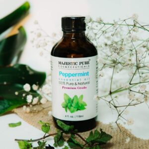 MAJESTIC PURE Peppermint Essential Oil | 100% Pure and Natural Peppermint Oil | Premium Grade Essential Oils for Hair Care, Home Diffusers, Aromatherapy, Massage and Humidifiers | 4 Fl Oz (Pack of 2)